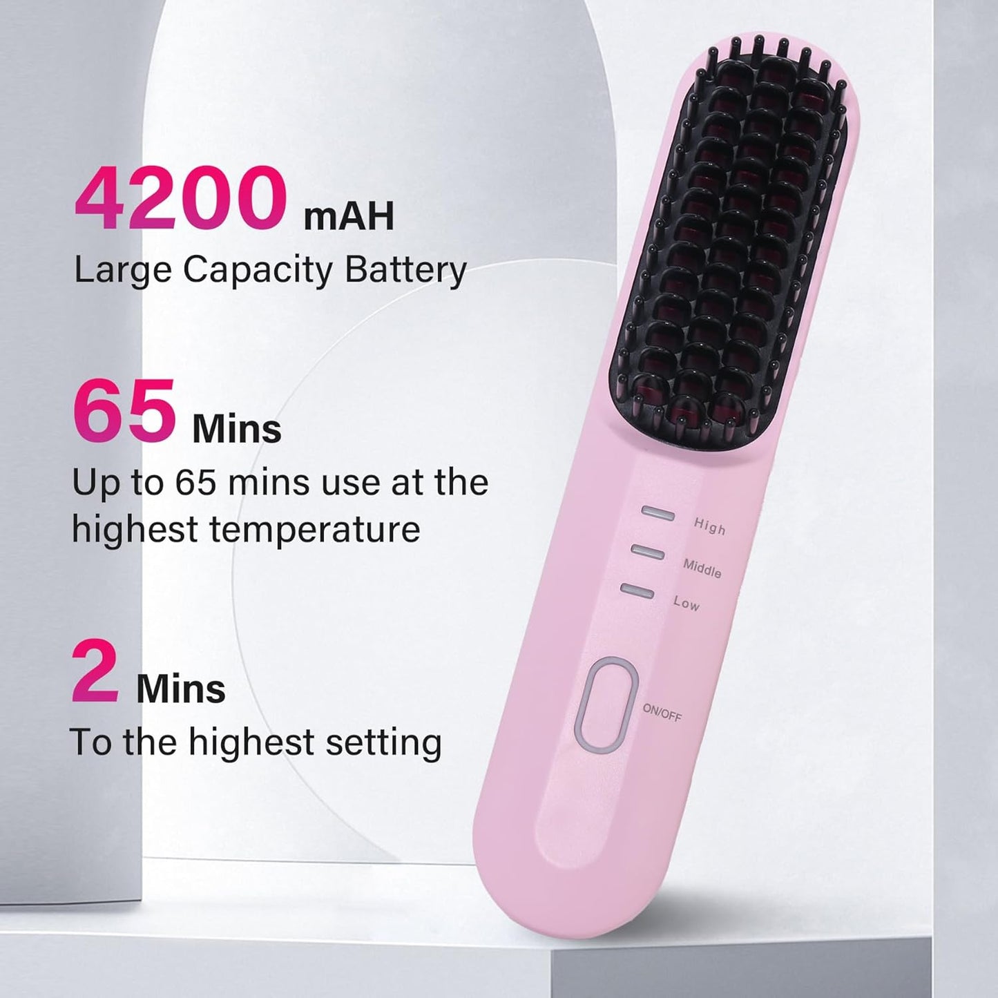 Rechargeable Hot Hair Brush Straightener Heat Pressing Combs Ceramic Electric Straightening Comb, Anti Burn for Natural Black Hair Beard Wigs Holiday Gifts