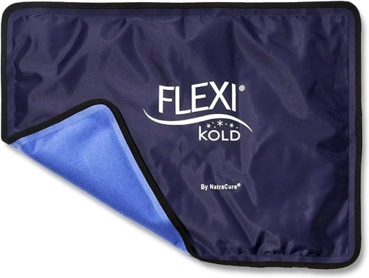 FlexiKold Reusable Gel Large Ice Pack with Straps – Cold Compress Gel Cold Pack for Injuries – Flexible Medical Ice Wrap for Back, Shoulders, Legs, Knees, Sciatica, Muscle Pain – Standard