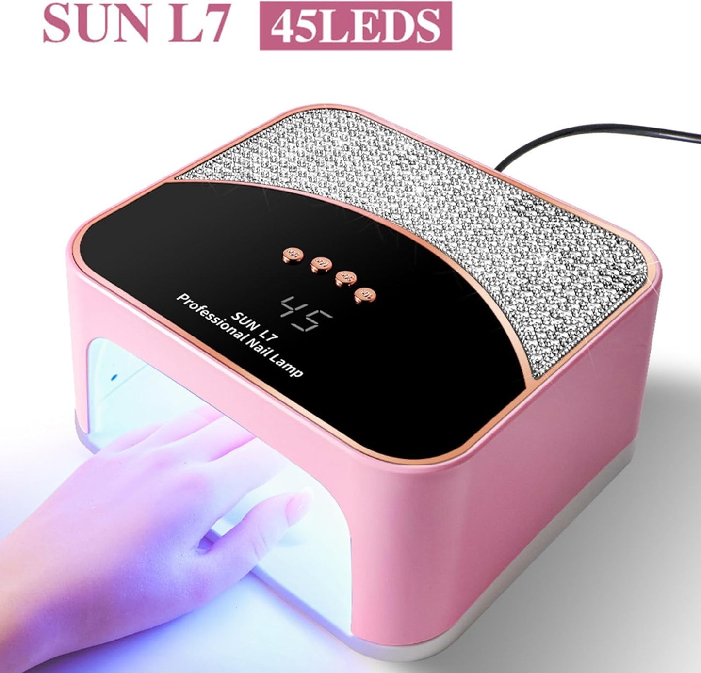 268W UV LED Nail Lamp, Gel Nail Light for Nail Polish UV Dryer with 4 Timers Professional Fast Curing Lamp Nail Art Tools with Rhinestone
