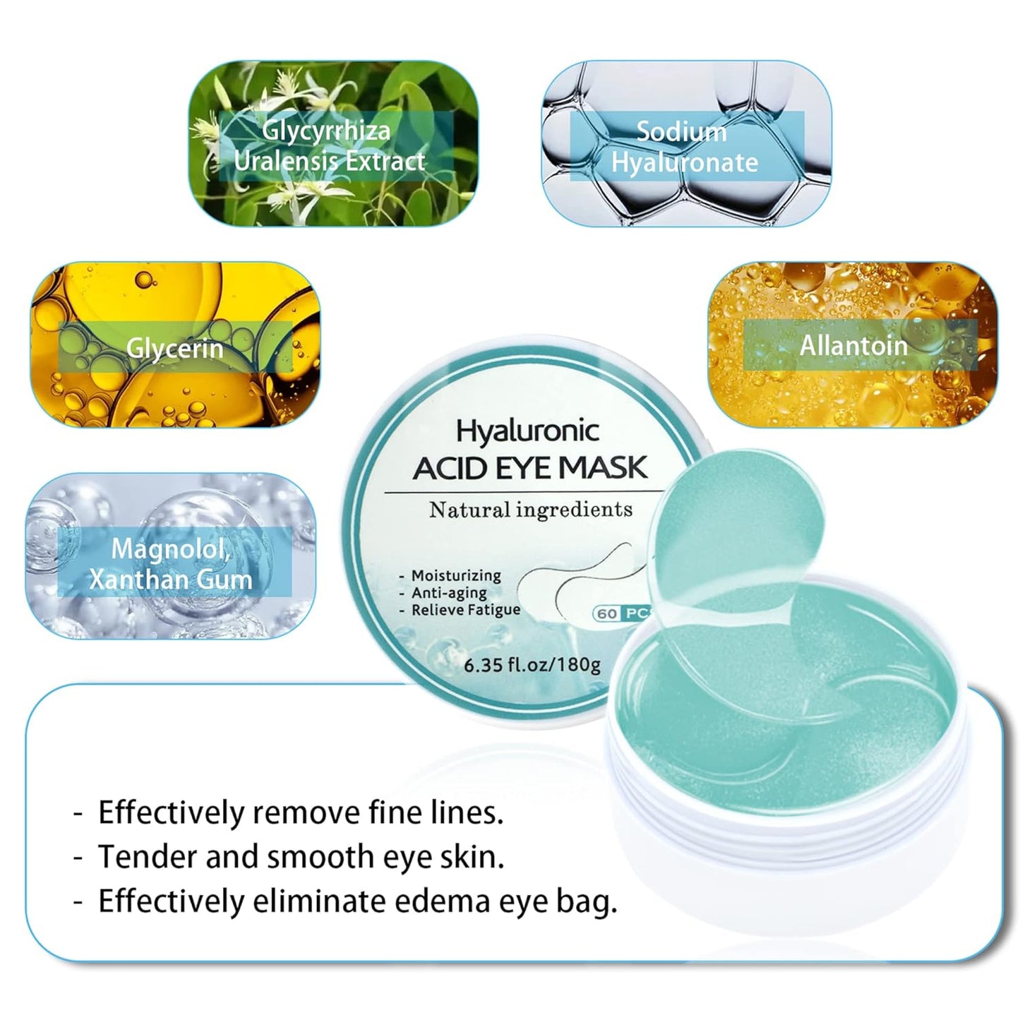 30 Pairs Eye Mask Patches,Collagen Crystal Under Eye Mask Patches for Dark Circles,Puffiness & Wrinkles,Eye Bags,Anti-Aging,Firms Gel Eye Mask Patches for Puffy Eyes Adult, (Acid)