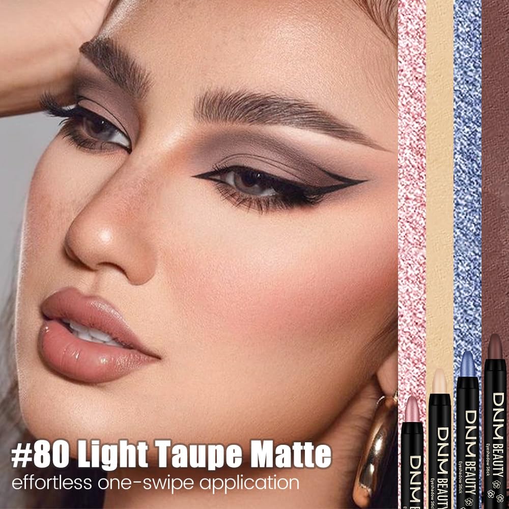 evpct Light Taupe Matte Cream Eye Shadow Sticks Brightener Pencils for Women, Taupe Silky Eyeshadow Applicator Stick Pen Waterproof, Blendable Crease-Proof Stick Eyeshadow Matte Eye Makeup 80
