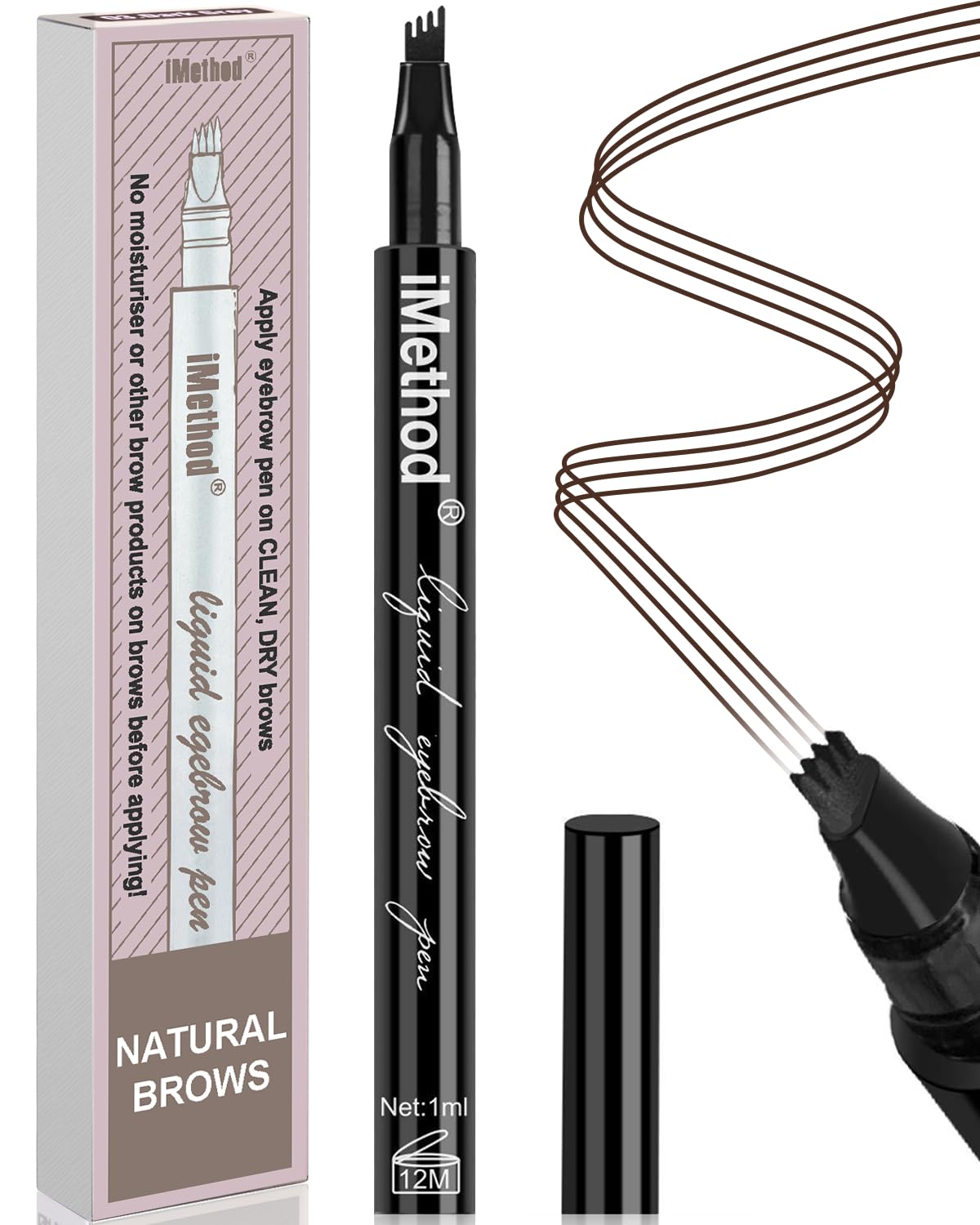 iMethod Eyebrow Pen - iMethod Eyebrow Pencil with a Micro-Fork Tip Applicator Creates Natural Looking Brows Effortlessly and Stays on All Day, Black/Brown