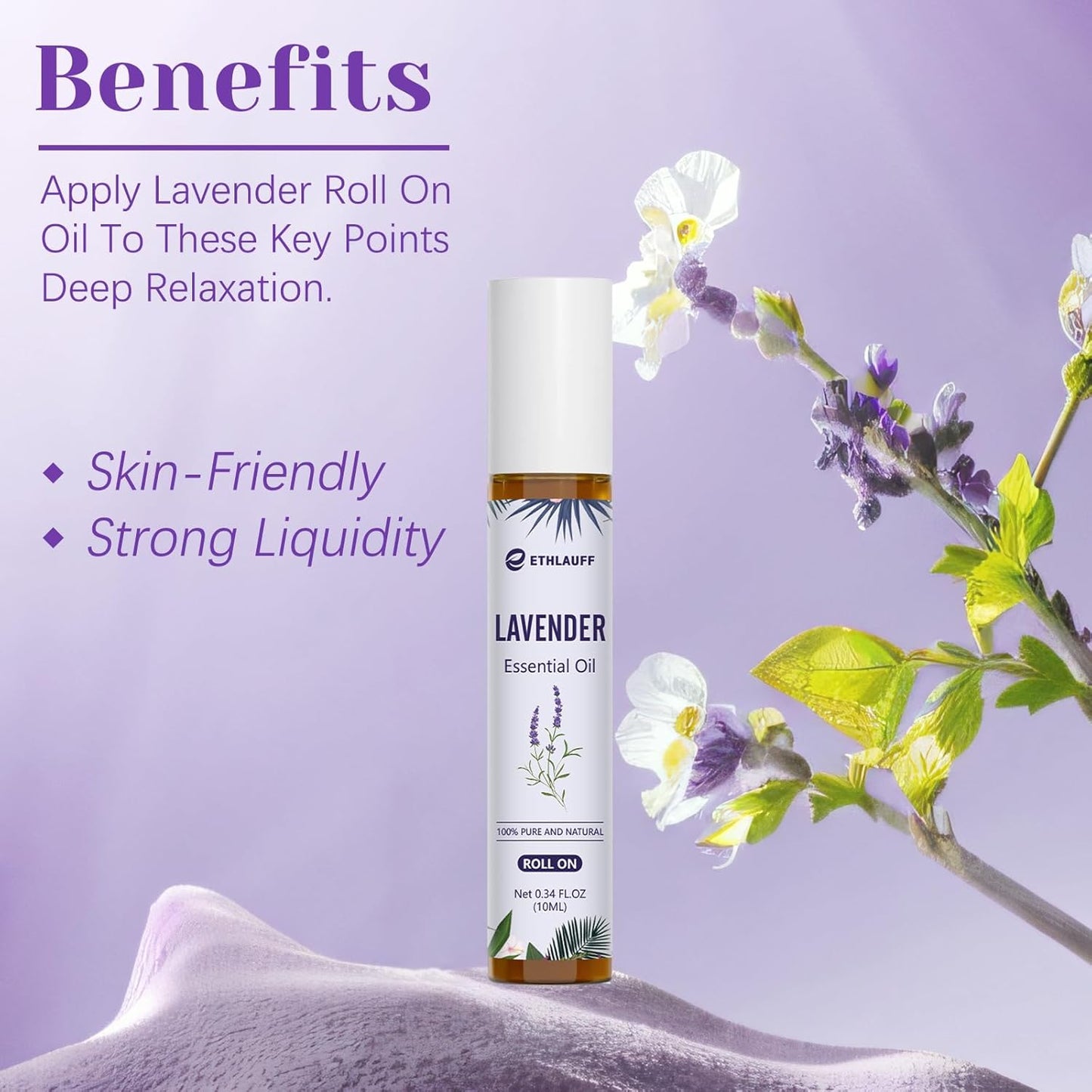 Lavender Essential Oil Roll On, Lavender Touch Essential Oil - 10 mL Roll On for Sleep and Relaxation