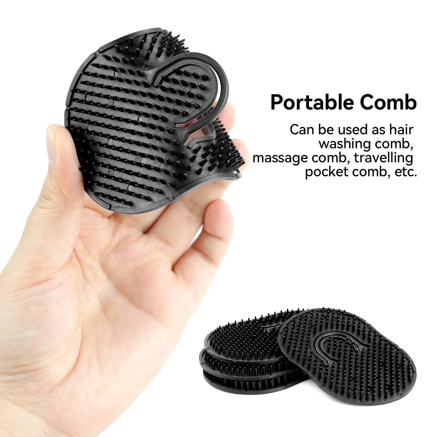 Pocket Palm Combs, Massager Hair Brush Comb Palm Combs for Men Beard Brush, Black pocket brush (4 Pcs Finger Type)