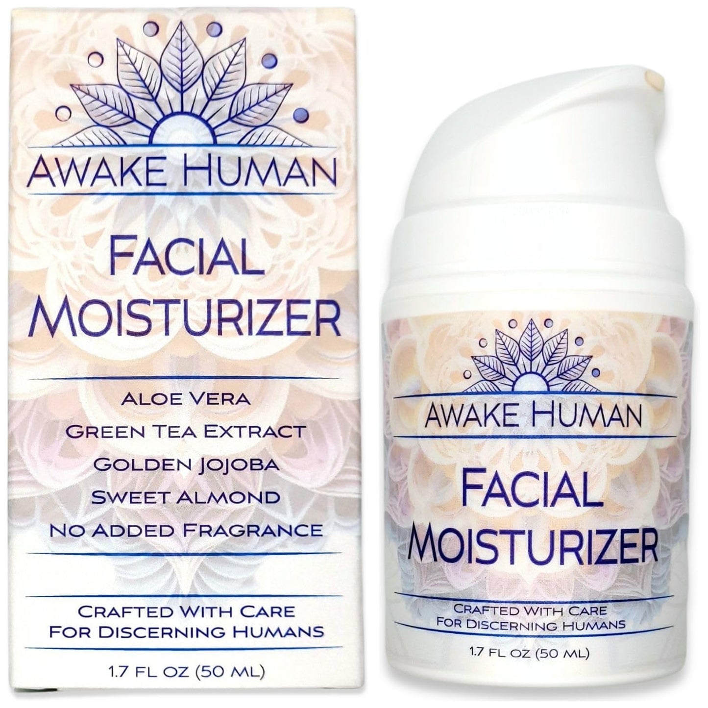 Natural Face Moisturizer for Dry Sensitive Skin - Organic Natural Face Cream - Facial Aloe & Green Tea Moisturizer Cruelty Free - Vegan Face Moisturizer for Women, Acne-Safe, Anti-Aging, No Fragrance