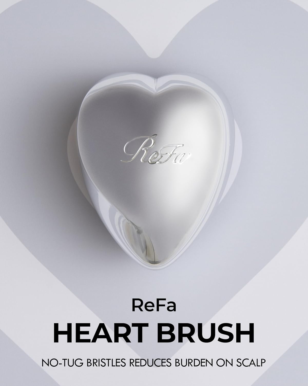 ReFa Heart Brush SILVER | Heart Shaped Hair Brush for Women | No Tangle Hair Brush | Small Hair Brush for Thick Hair | Hair Detangler Hair Brush Travel Hair Brush