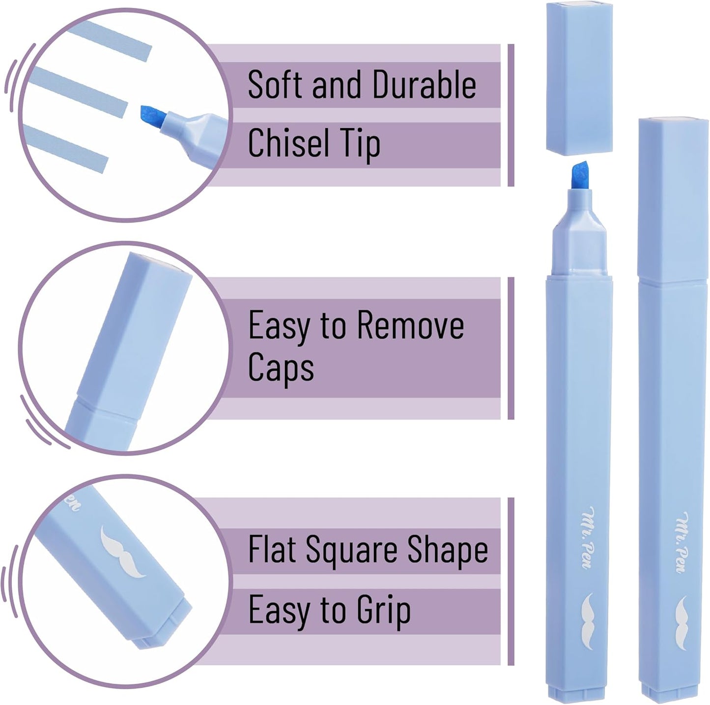 Mr. Pen- Aesthetic Highlighters, 8 Pcs, Chisel Tip, Pastel Candy Colors, Cute Assorted Colors, Bible Highlighters and Pens No Bleed for Bible Pages