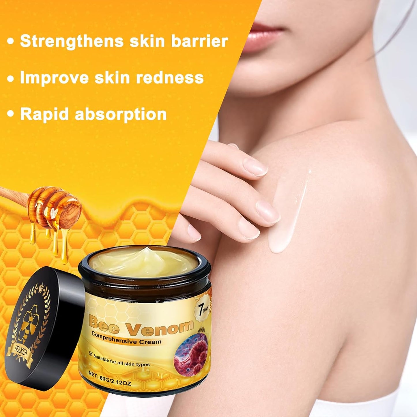 Bee Venom Comprehensive Cream,Bee Venom Skin Treatment Cream,Advanced Firming & Wrinkle-Reducing cream Natural Skin Moisturizer for All Skin Types(2PCS)