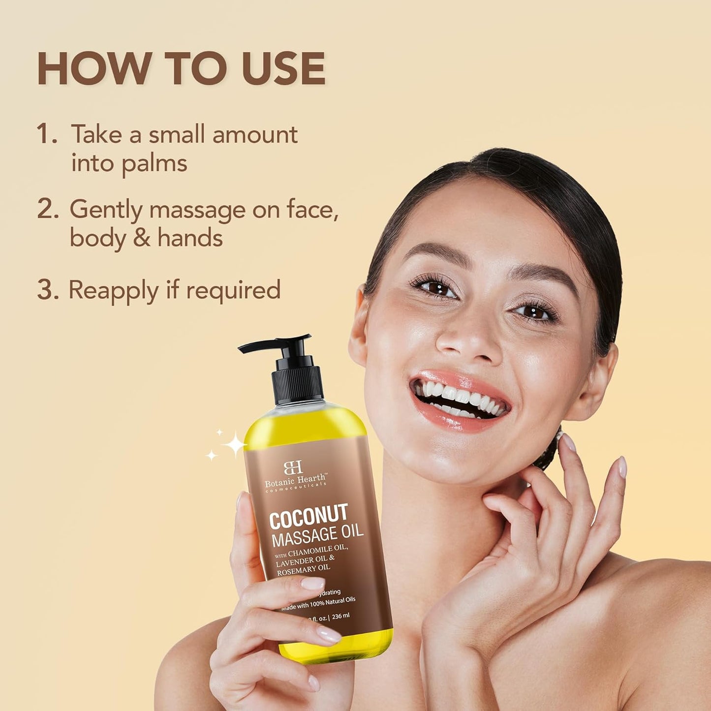 Botanic Hearth Coconut Massage Oil | Ultra|Glide Formula with Soothing Aroma |Made with Natural Oils | All Skin Types, Men & Women | 8 Fl Oz