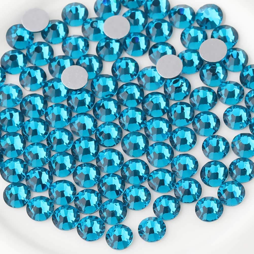 beadsland Flat Back Crystal Rhinestones Round Gems, Indicolite (2.7-2.8mm) SS10/1440pcs