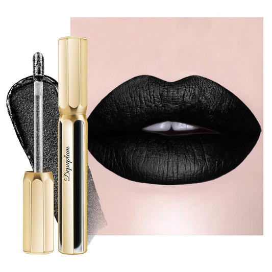 Black Lipsticks for Women Metallic Lipstick Long Lasting Non Stick Cup Lip Gloss, Shimmer Lightweight Hydrating Full Coverage Lip Color, DP120 Boardwalk