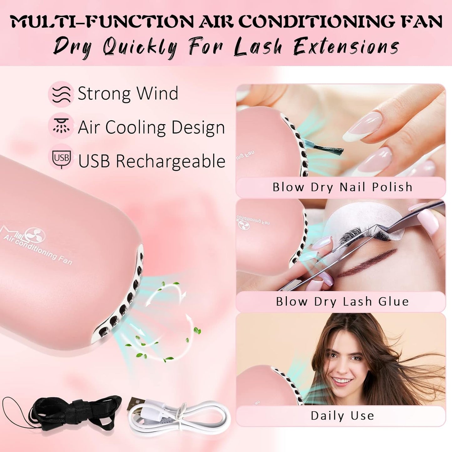 EMEDA Lash Shampoo for Lash Extensions Lash Cleaning Kit 150ml with Lash Fan Dryer Lash Extension Cleanser Oil Free Foam Soap Lash Bath with Rinse Bottle, Brush, Hair Band