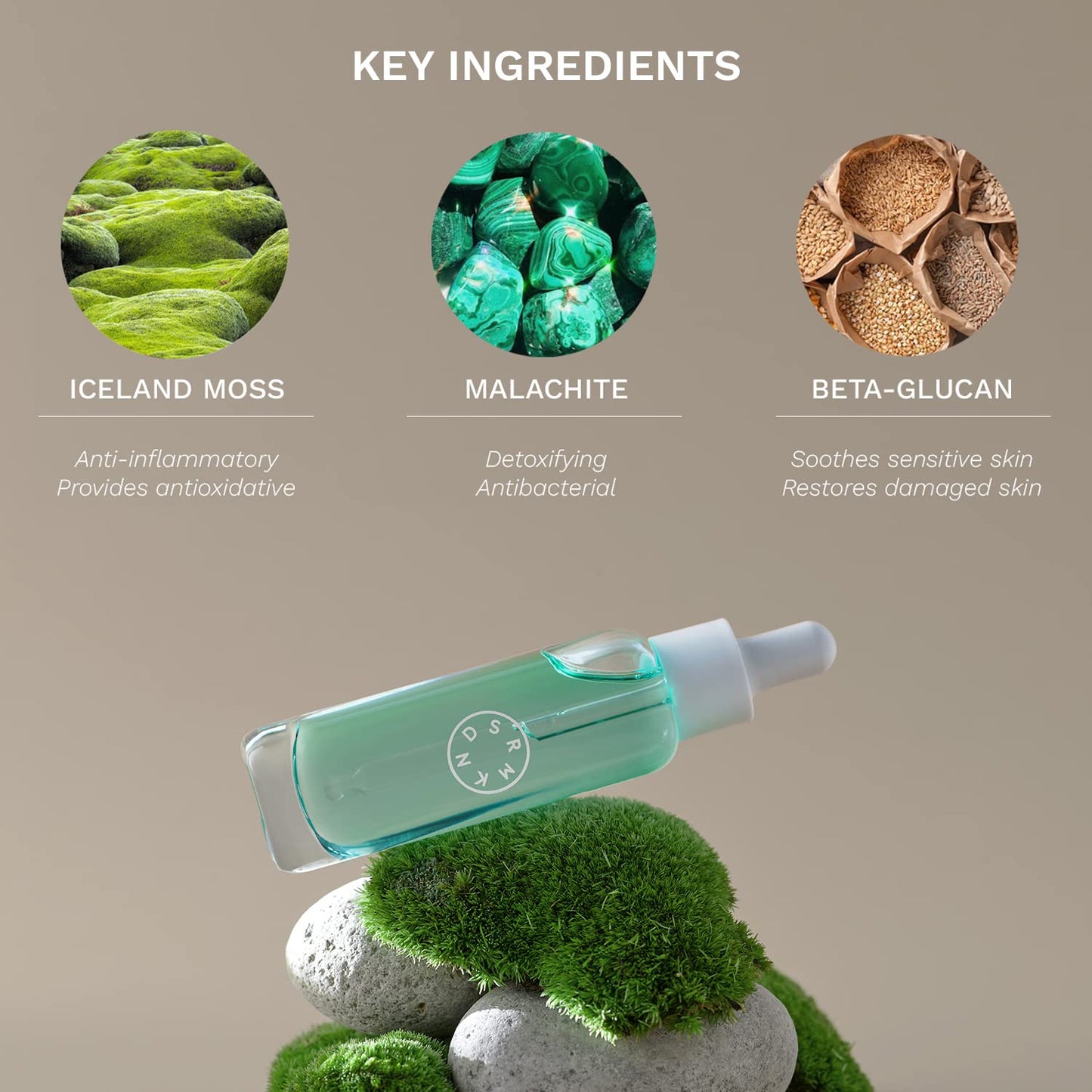 SERUMKIND Iceland Moss Serum - Soothing and Moisturizing Korean Face Serum 1.01 fl.oz. – Malachite, and Beta Glucan – Moisturize Flaky Skin - Vegan, Cruelty-Free, Unscented