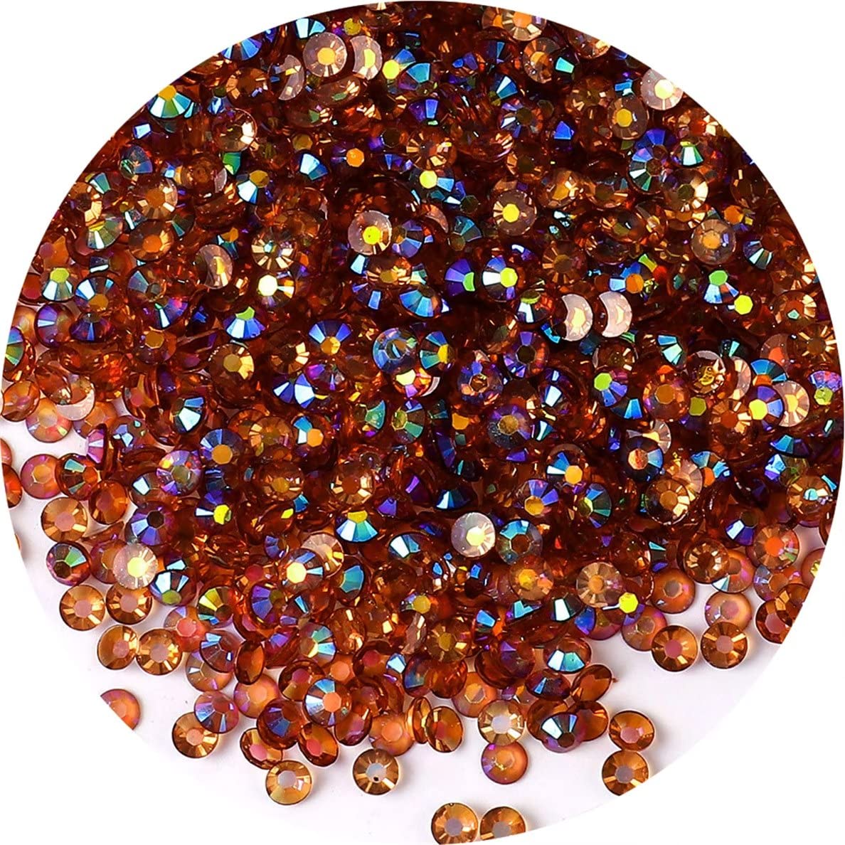 4500 Pcs SS12 3mm AB Flatback Rhinestones for Nails Art Crafts Transparent Glitter Round Gems Coffees DIY Clothes Shoes(Clear Yellow Coffee AB)