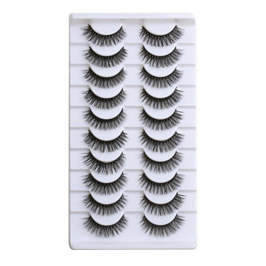 SUNWELL False Eyelashes 12mm Mink Lashes Natural Look 3D Faux Mink Eye Lashes Soft Reusable Luxury Volume Fake Eyelashes 10 Pairs Pack