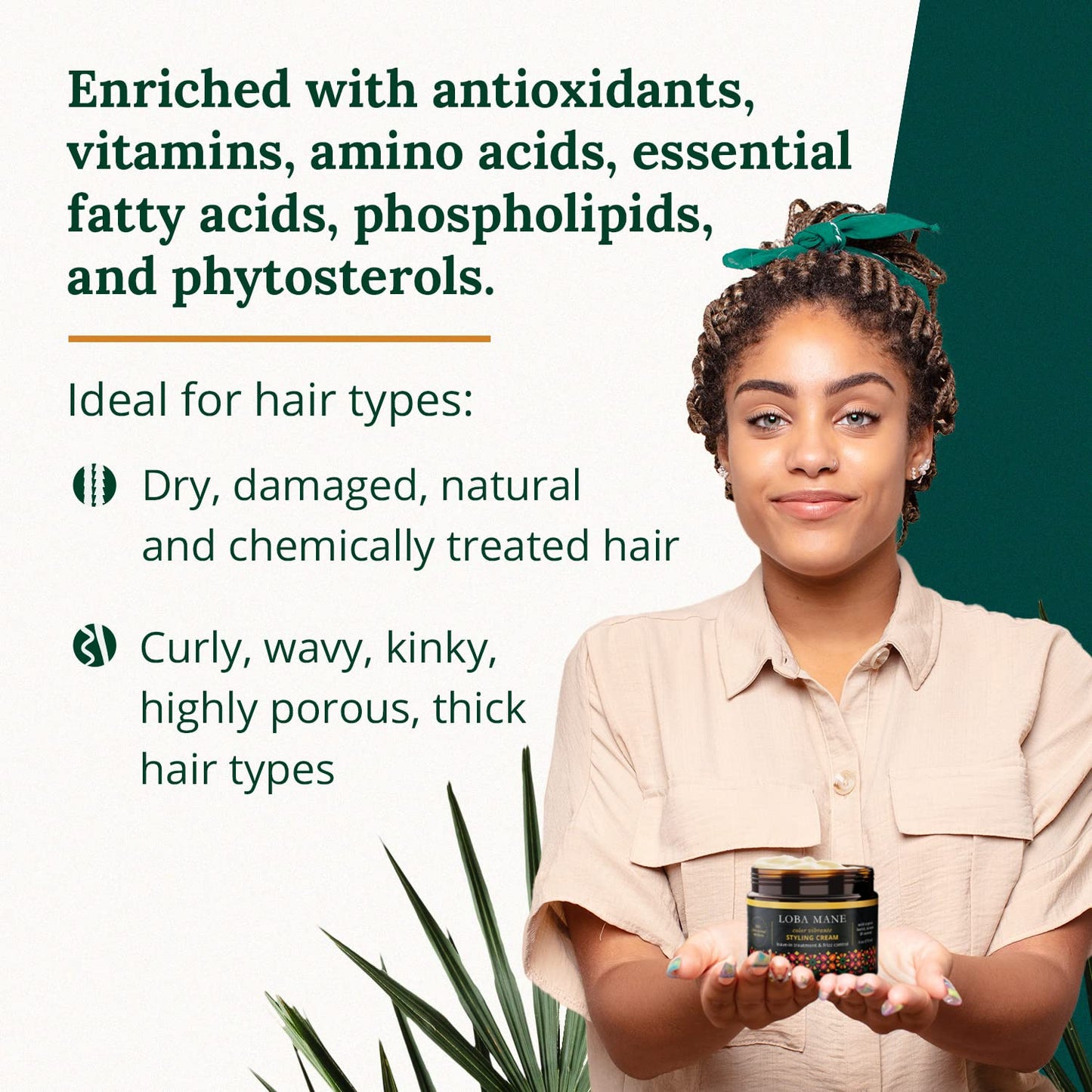 Curl Styling Cream – Anti Frizz & Heat Protection Curl Defining Cream - Nourishes and Hydrates - Color Safe, Vegan, Natural & Organic Curly Hair Cream (6oz)