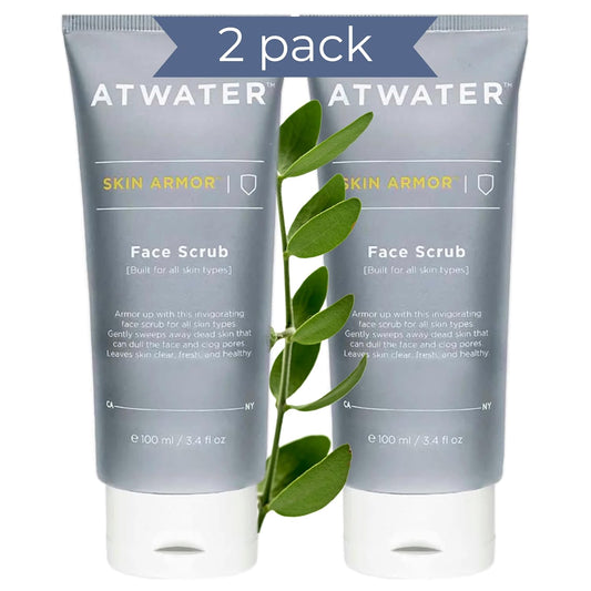 ATWATER Skin Armor Exfoliating Face Scrub,Men’s Facial Cleanser - Smoothes and Cleans Skin to remove Dead Skin - Travel Size Mens Face Exfoliator Leaving you Fresh and Vibrant - 3.4 oz (2 pack)