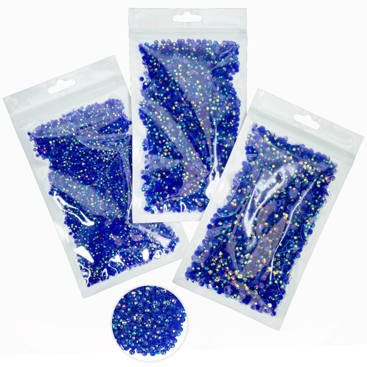 16000PCS Royal Blue AB Resin Rhinestones for Crafting 3mm 4mm 5mm Dark Blue Flatback Jelly Stones Bulk Diamonds Gems Charms for Nails Face Eyes Makeup Tumblers Bottles DIY Crafts Clothes Shoes