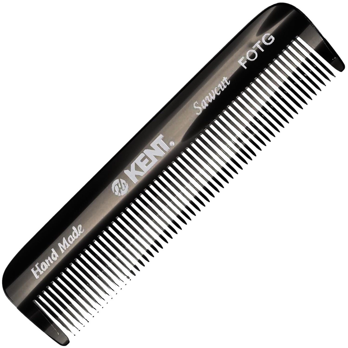 Kent FOT Black Graphite Fine Tooth Comb for Men - Handmade Pocket Comb for Travel, Styling, Fine or Thinning Hair, Mustache and Beard Care Handpolished Saw-Cut Made in England