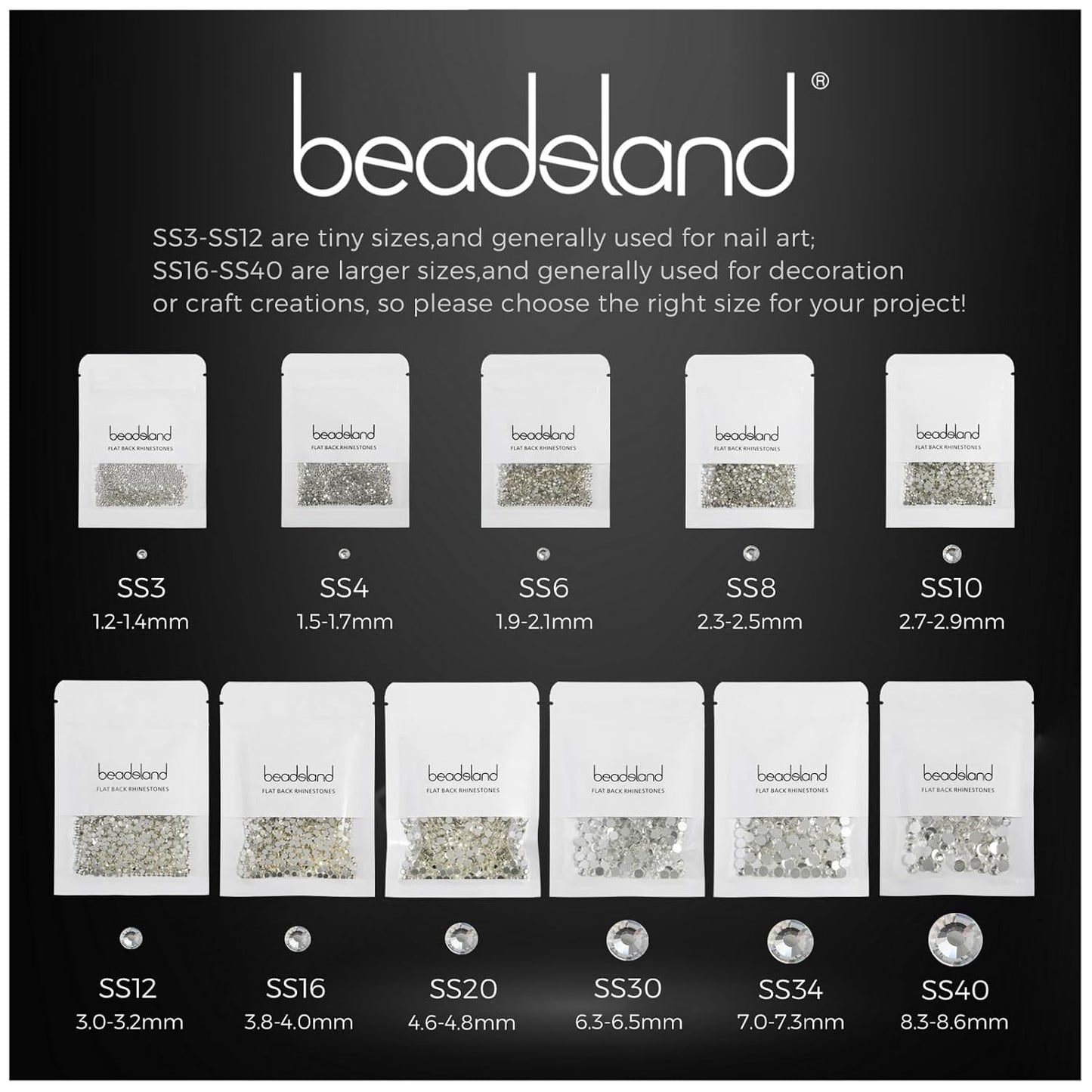 beadsland Flat Back Crystal Rhinestones Round Gems for Nail Art and Craft Glue Fix,Capri Blue (6.4-6.6mm) SS30/288pcs