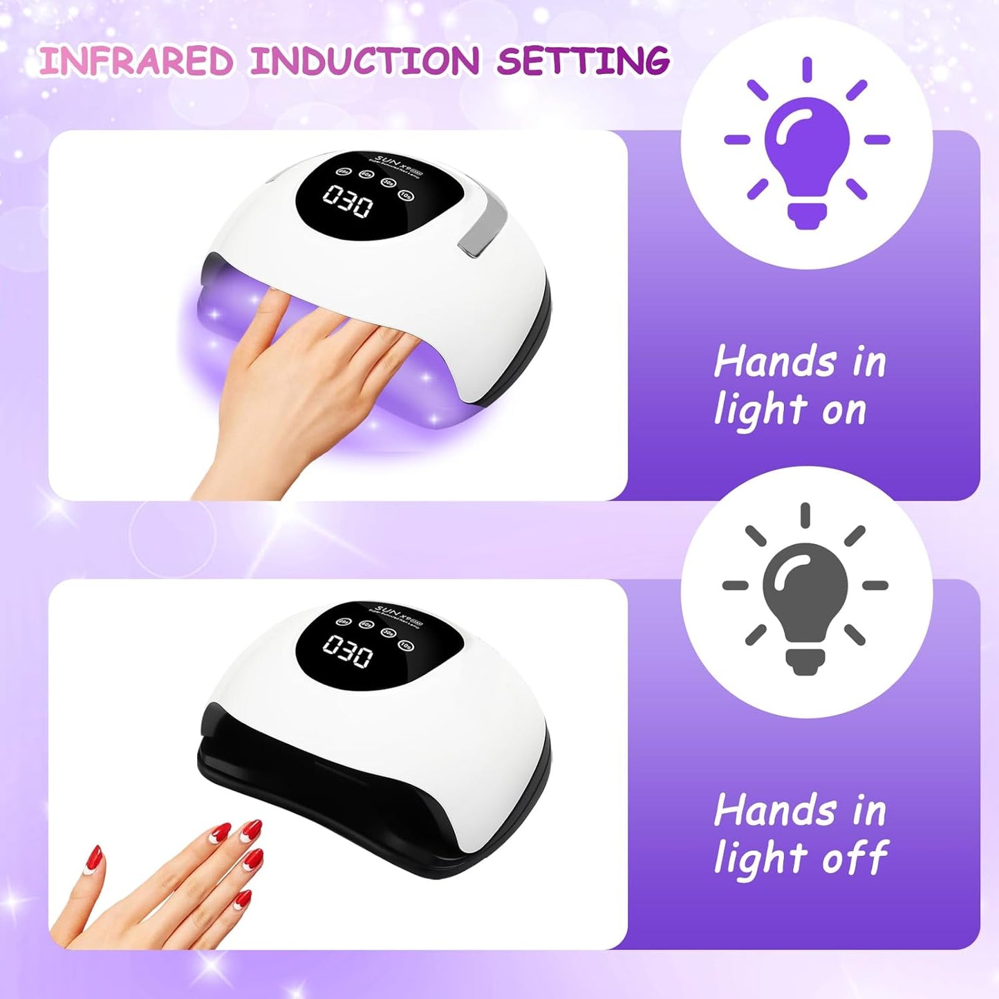 Professional 120W High-Power LED Nail Lamp with Auto Sensor,4 Timer Modes & Ergonomic Handle, Fast-Curing UV Gel Dryer for Home/Salon Use (Large Capacity Design)