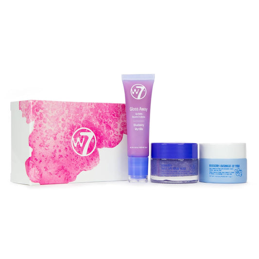 W7 Sweet Dreams Lip Care Trio - 3 Piece Gift Set - Overnight Lip Mask, Lip Balm & Lip Scrub - Blueberry