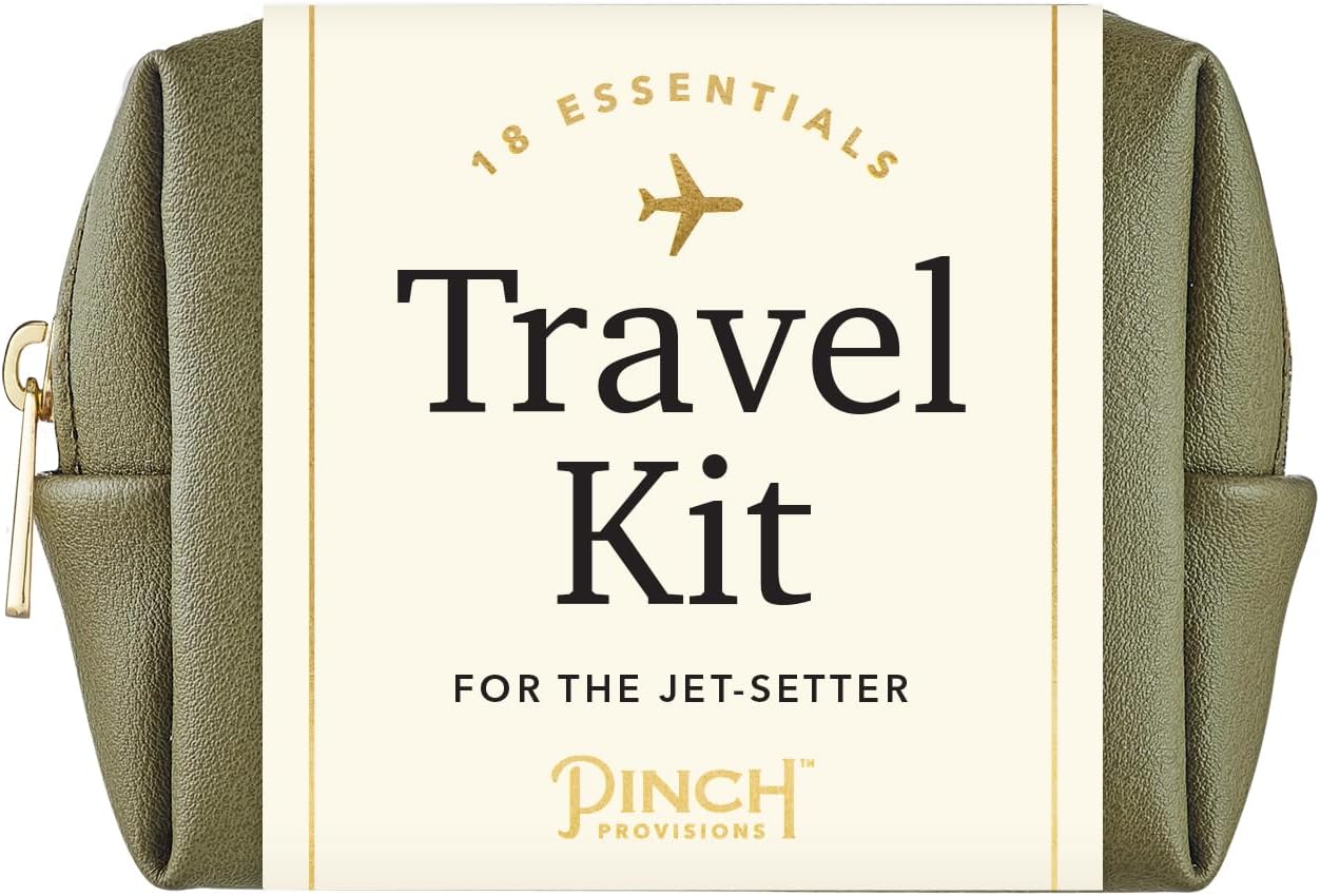 Pinch Provisions Travel Kit, includes 18 Must-Have Emergency Essential Items for Travelling, Ideal Road Trip or Airport Gift for Friends, Family & Peers, Portable Pouch