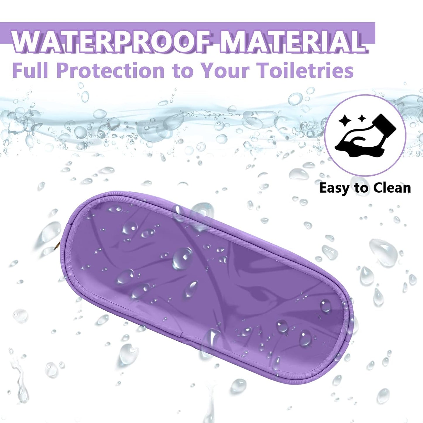 Clear Small Pencil Pouch Makeup Bag for Purse,Nylon&PVC Pencil Case Waterproof Makeup Brush Holder with Zipper,Preppy Transparent Pen Bag Travel Cosmetic Bag for Women Men Office(Slim-Purple)