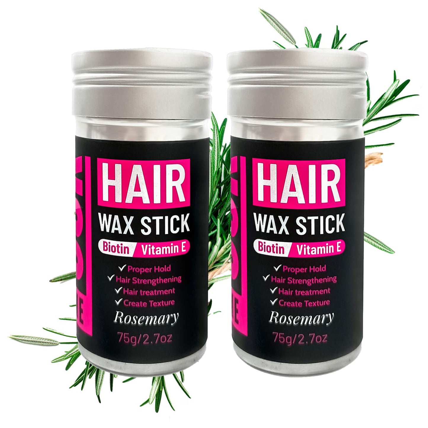 Hair Wax Stick 2.7 fl oz – Strong Hold, Tames Flyaways – Biotin, Vitamin E & Rosemary Formula – Hair Wax Stick for Men & Women, Slick Back Styles, Supports Healthy Hair for All Types