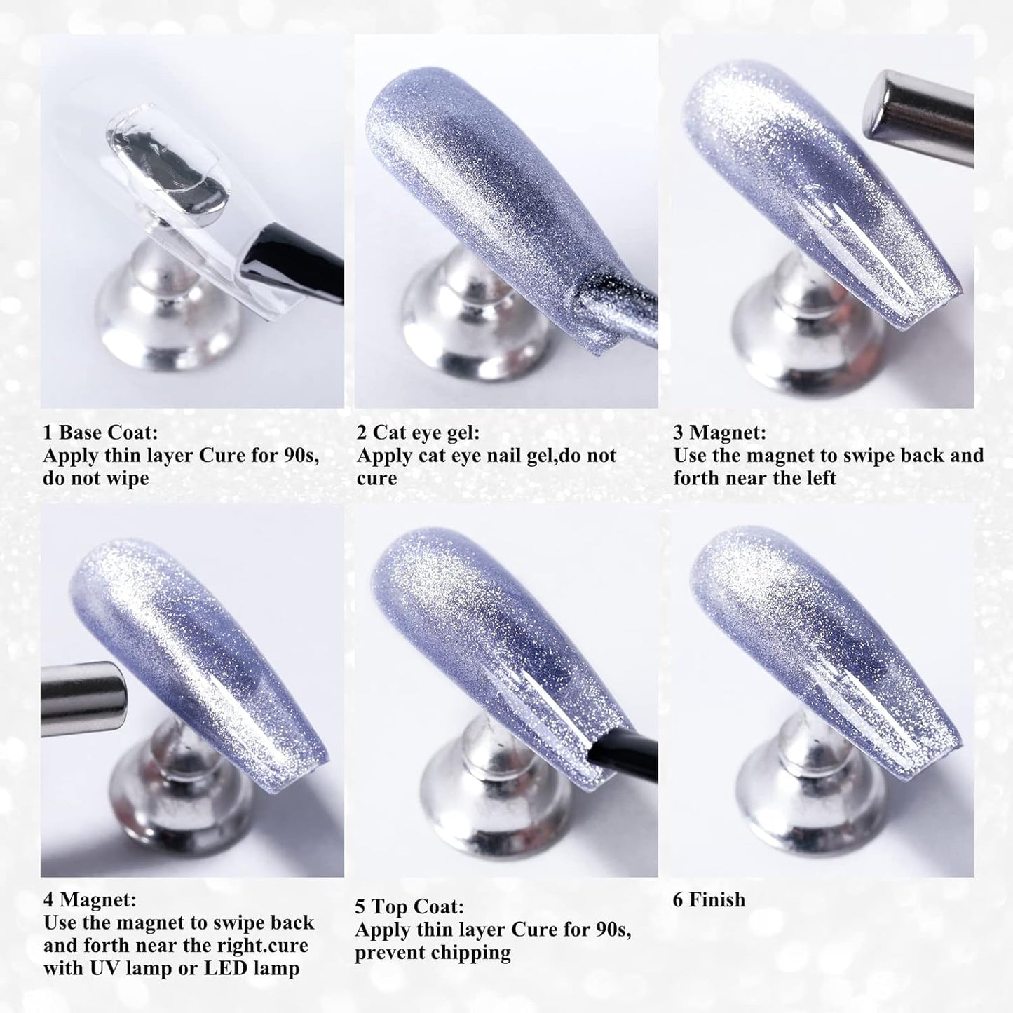 Imtiti Moonlight Cat Eye Gel Nail Polish, 15ml Nude Pink Holographic Crystal Cat Eyes Glitter UV Soak Off Gel Nail Polish with Magnetic Stick for Nail Art 1Pcs