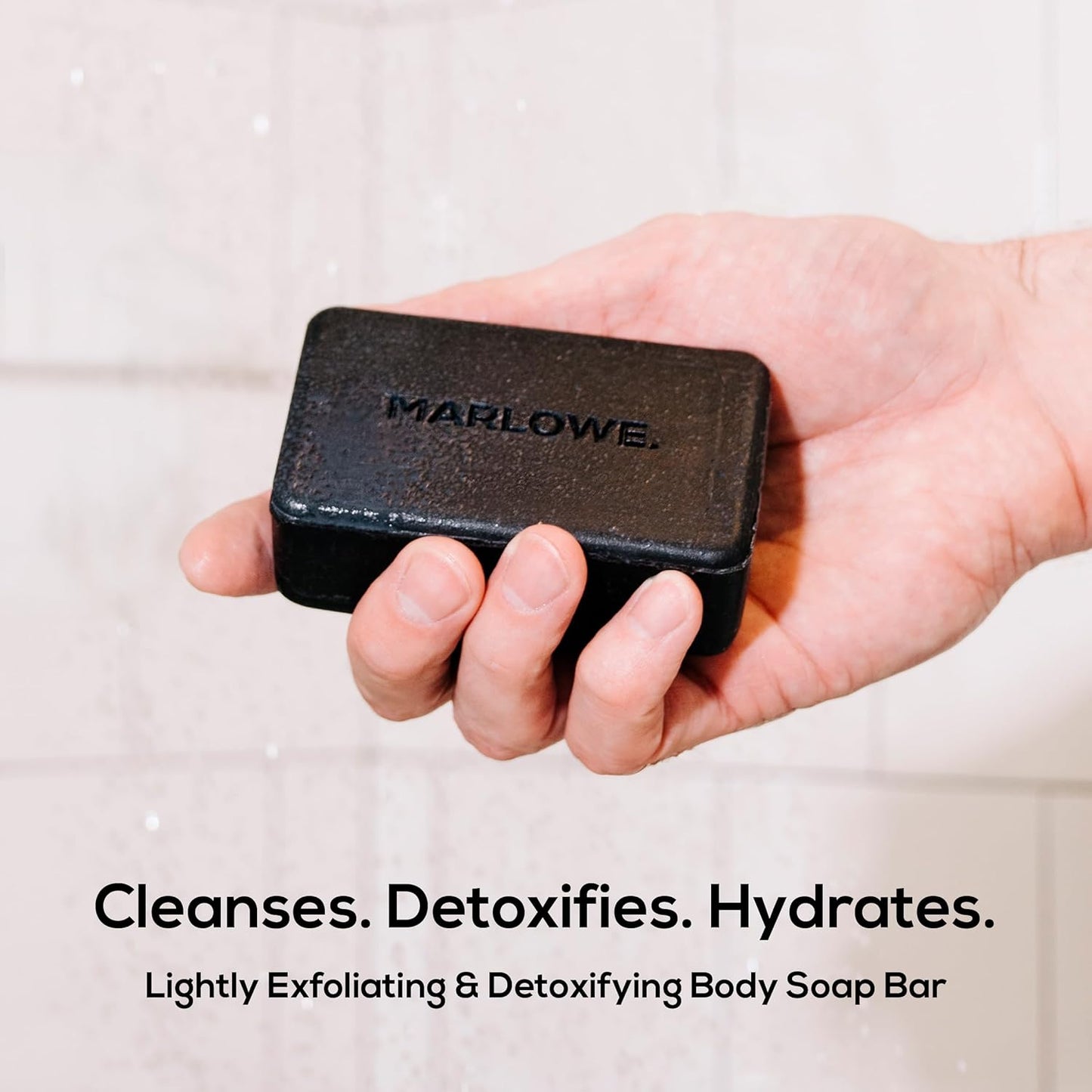 MARLOWE. No. 106 Charcoal Soap 7 oz (6 Bars) Body Bar Soap for Men, Cleansing, Purifying & Hydrating with Natural Extracts, Shea Butter, Olive Oil & Green Tea Extracts, Fresh Woodsy Scent