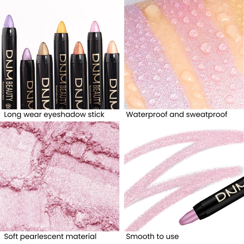 evpct 2Pcs Cream Eyeshadow Sticks Set for Eyes Vioiet Pink & Light Purple Shimmer Eye Crayon Shadow Brightener Stick Pencil Pen Bulk sombras en crema para ojos 07+08
