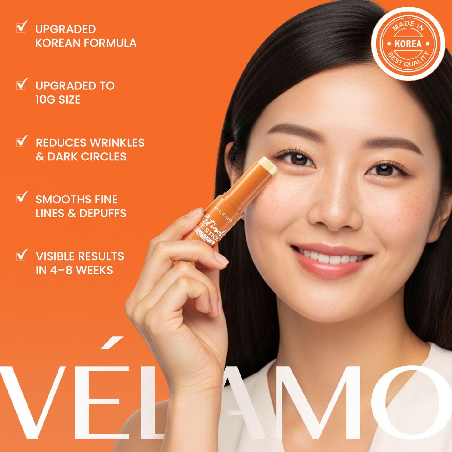 VELAMO ADVANCED Retinol Eye Balm Stick: Made in Korea, Travel Essentials, Upgraded 8-in-1 Formula with Collagen, Niacinamide & Peptides – Under Eye Cream for Dark Circles, Puffiness & Wrinkles 0.7oz
