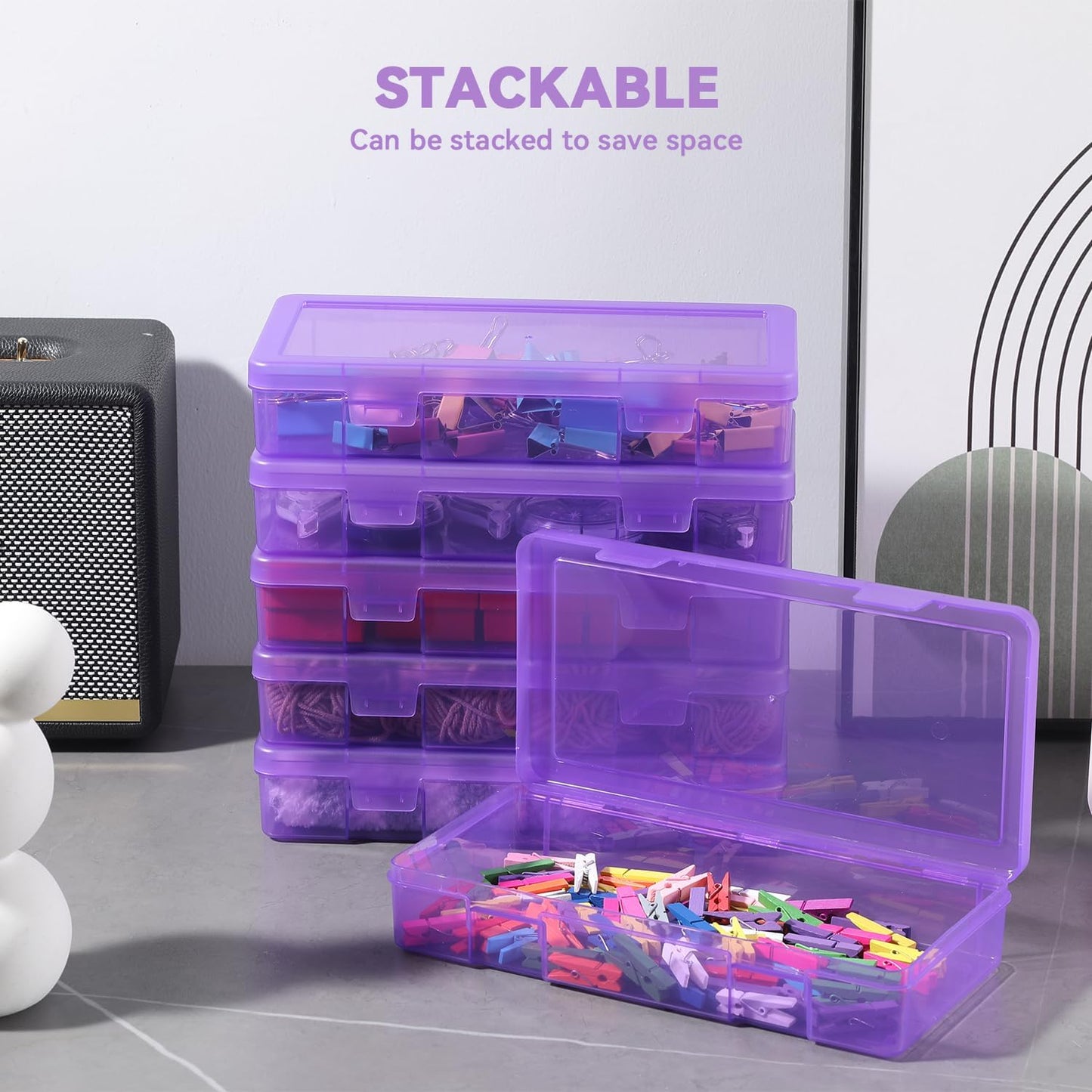 9 Pack Plastic Storage Containers Color Arts & Crafts Storage Boxes & Organizers Stackable Containers With Lids For Organizin (Set 6)