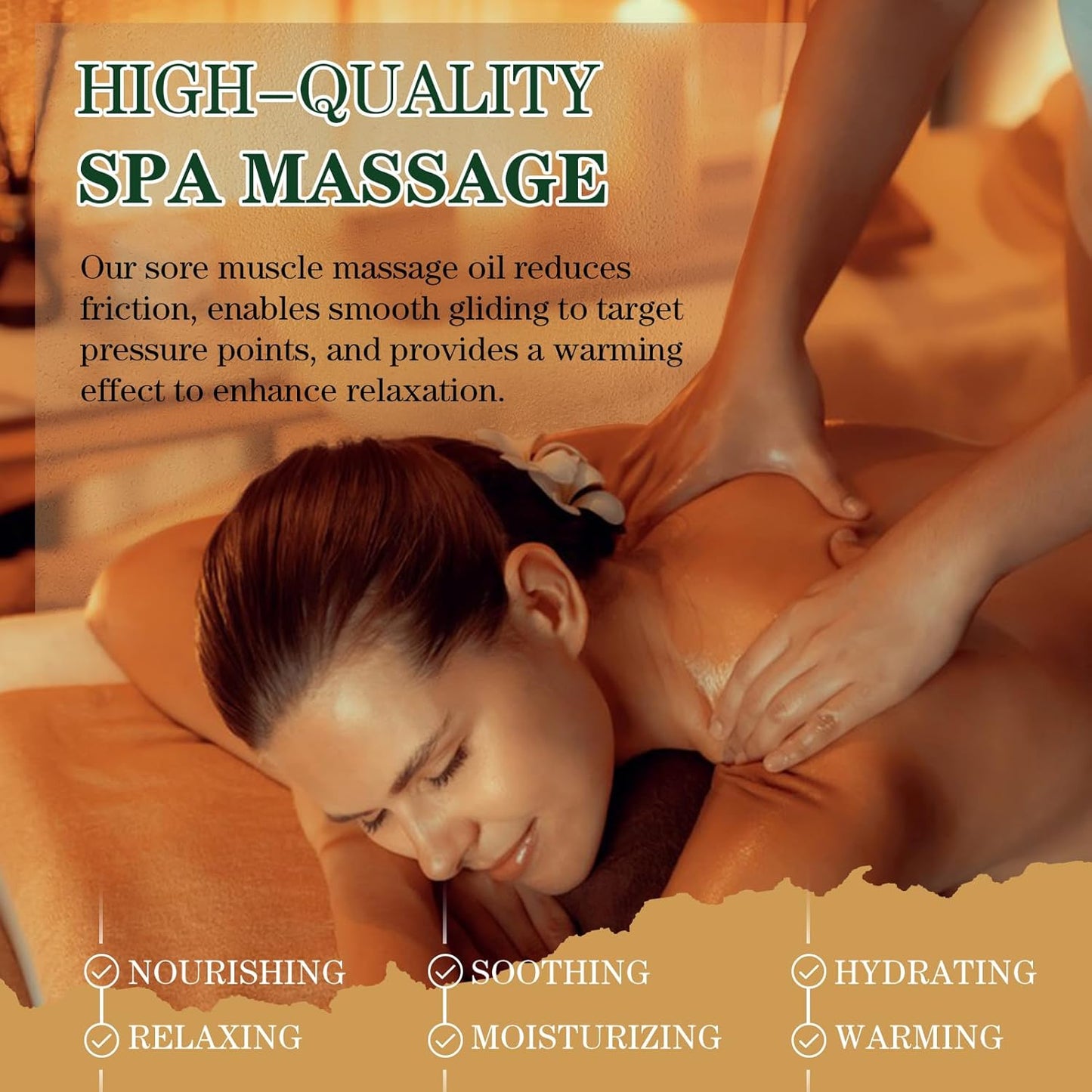 Sore Muscle Massage Oil for Massage Therapy, 8 FL OZ Natural Body Massage Oil with Lavender Oil, Arnica & Chamomile Extract, Soothes Muscle and Joint for Professional & Home Use