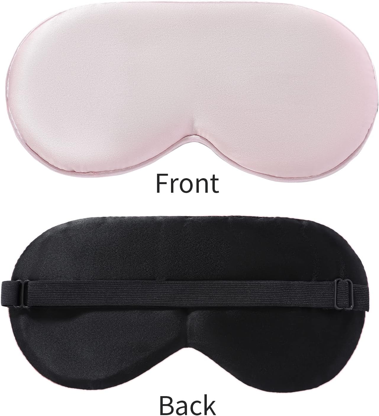 2-Pack 100% Real Natural Silk Eye Mask, Silk Sleeping Mask, Shade Puffy Eye Gift with Adjustable Straps, Sleep Eye Mask, SHJINJU Eye Mask Shade (Black and Light Pink)