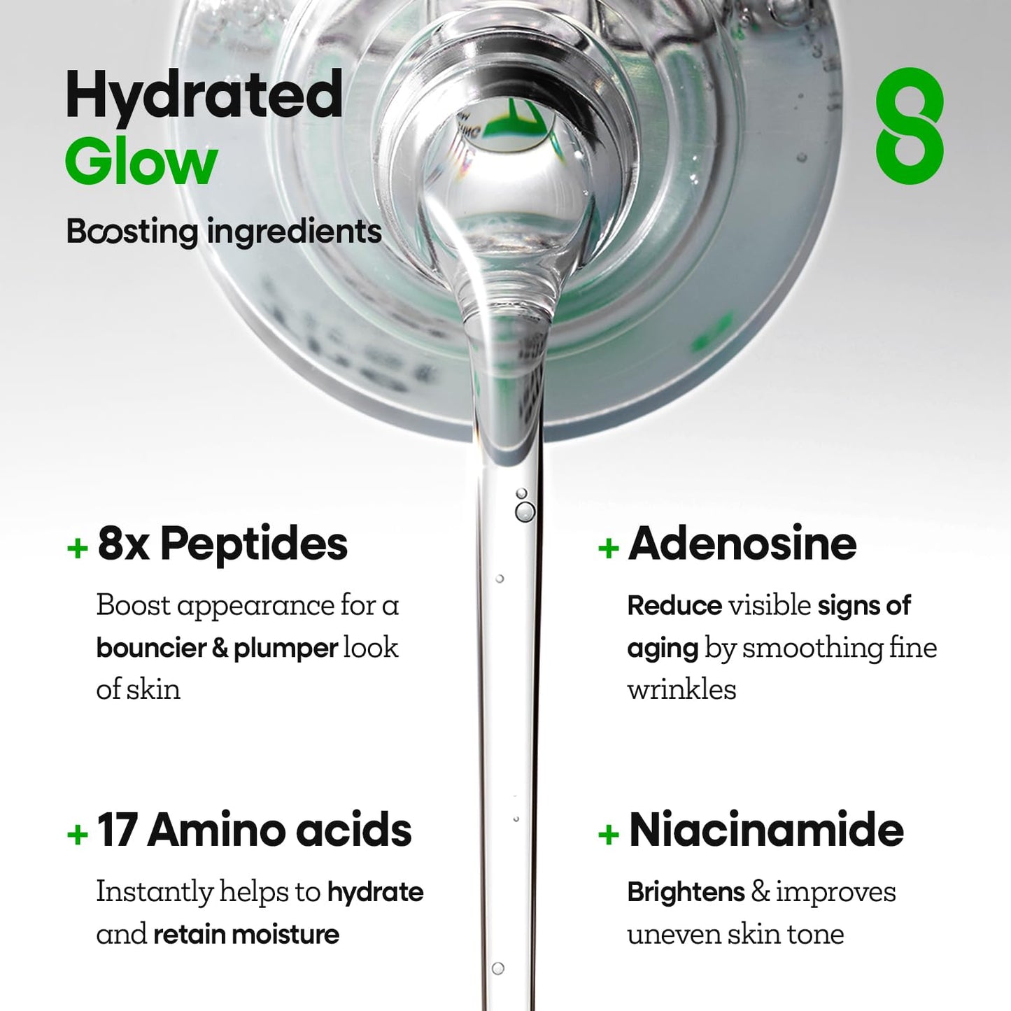 Nature Republic The First Peptide Boosting Serum, 8 Peptides, Niacinamide & Triple Hyaluronic Acid Complex,17 Amino acids,for All Skin Types, Korean Skin Care150ml/5.07 fl oz