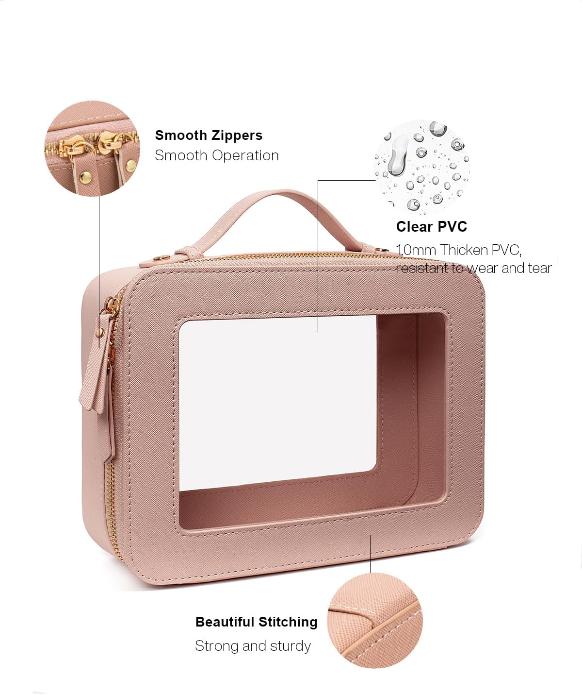 Clear Makeup Bag Small, TSA Approved Portable Toiletry Bag with Zipper Cosmetic Travel Bag Makeup Organizer Case Mini Makeup Pouch for Purse Car Organizer Bag for Women Men
