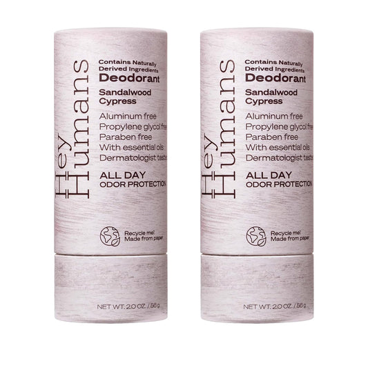 Hey Humans Deodorant, Aluminum Free Deodorant for Women and Men, Contains Naturally Derived Ingredients, All Day Odor Control, Refreshing Deodorant Essential Oils, Sandalwood Cypress