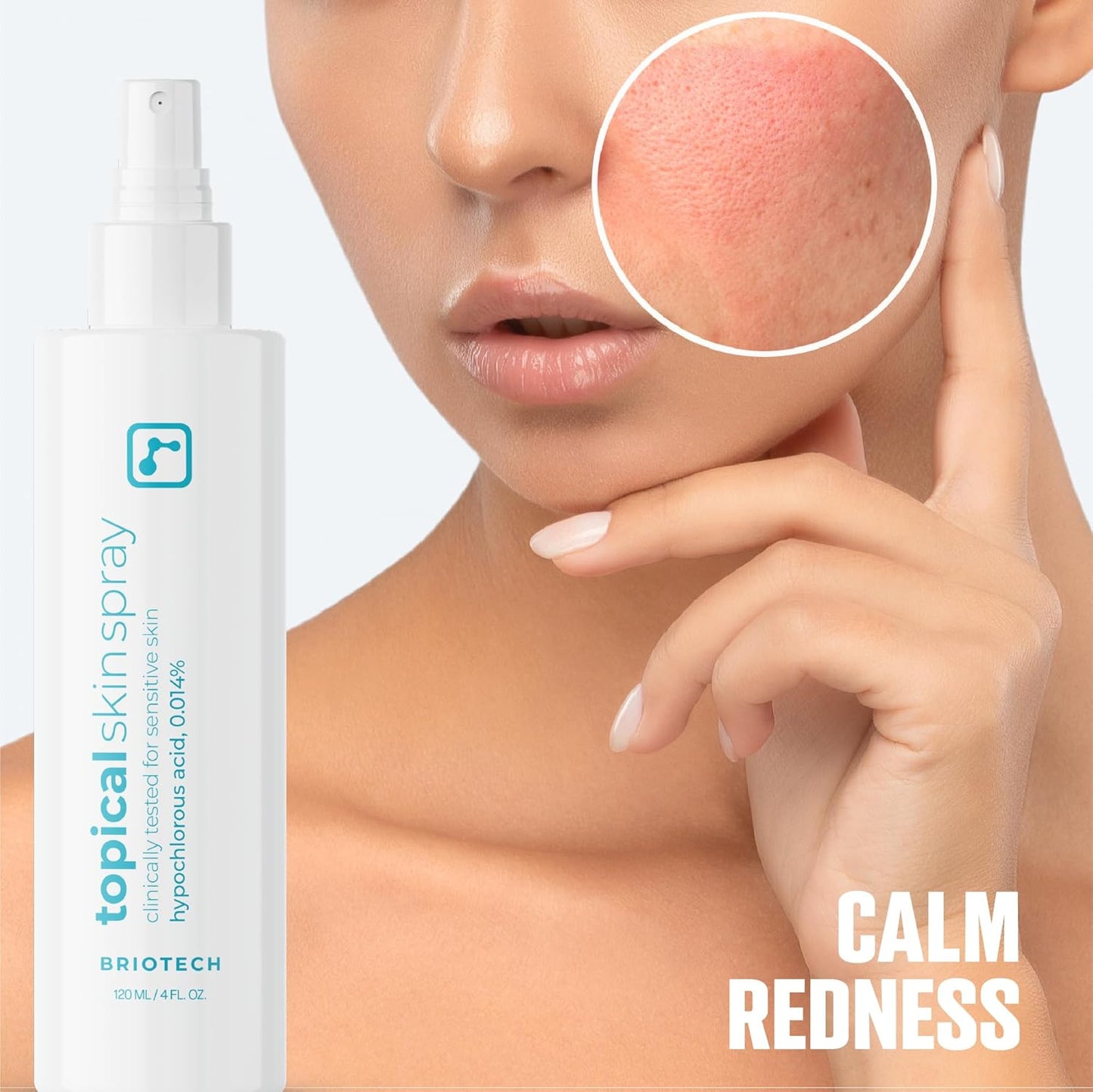 BRIOTECH Topical Skin Spray, Hypochlorous Acid Spray for Sensitive Skin, HOCl Facial Mist, Full Body Support Against Irritation, Calm Redness, Soothe Foot & Scalp, 2 oz Travel Size