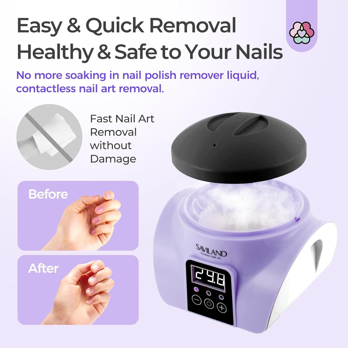 SAVILAND Nail Polish Remover Machine: Electric Nail Soaking Bowl Portable Automatic Steam Gently Nail Remover Steam Gel Nail Polish Remover Machine Nail Art Acrylic Nail Tools Salon DIY Home