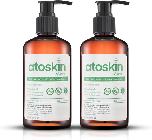 Atoskin Shower Gel (2 Pack) - for Eczema, Psoriasis, Dermatitis, and Anti-Itch Relief - Maximum Strength for Both Kids and Adults (13.6 oz)