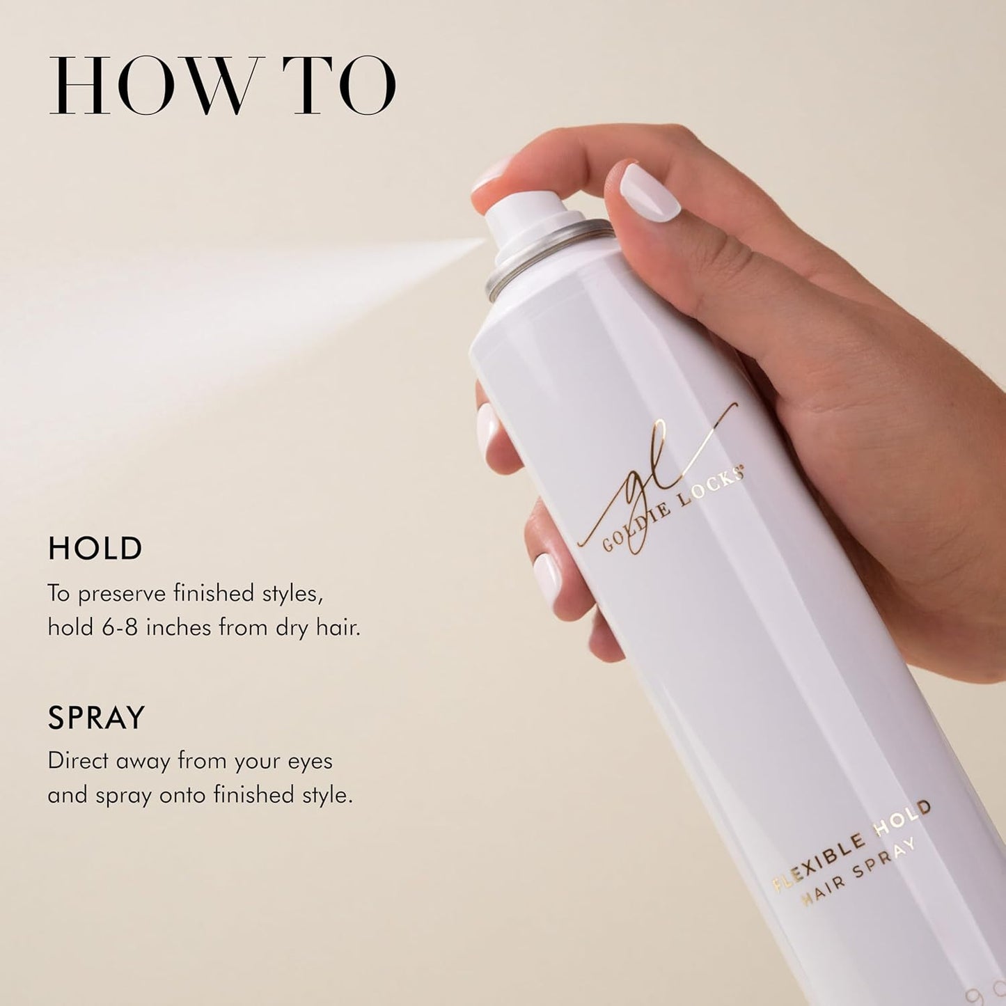 Goldie Locks Travel Size Flexible Hold Hairspray - 3.4 fl oz - Lightweight, All-Day Hold & Brushable Finish - Humidity Resistant - Safe for Extensions & Color-Treated Hair - Protein-Free