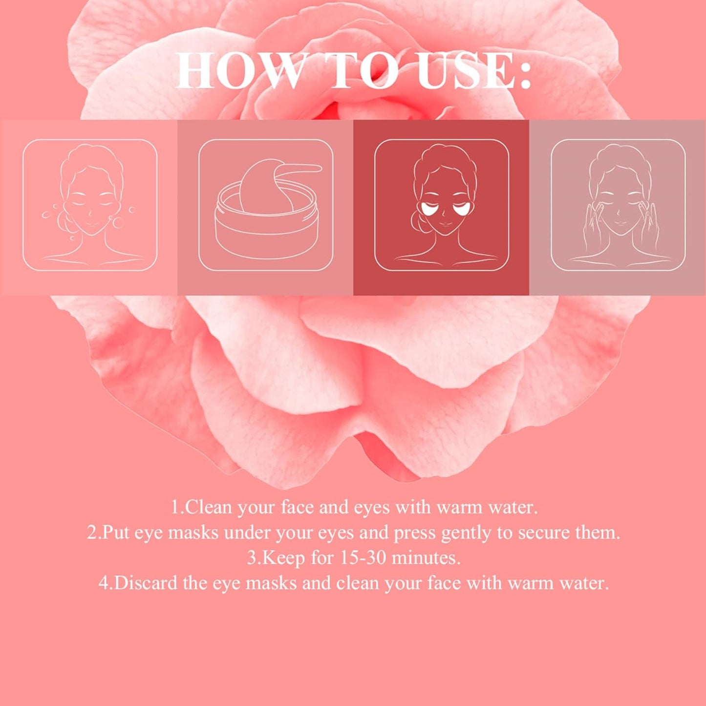 Rose Eye Mask-60 PCS- Under Eye Patches Eye Treatment Mask for Dark Circles Puffy Eyes Eye Bags Fine Lines Anti-Wrinkle with Hyaluronic Acid