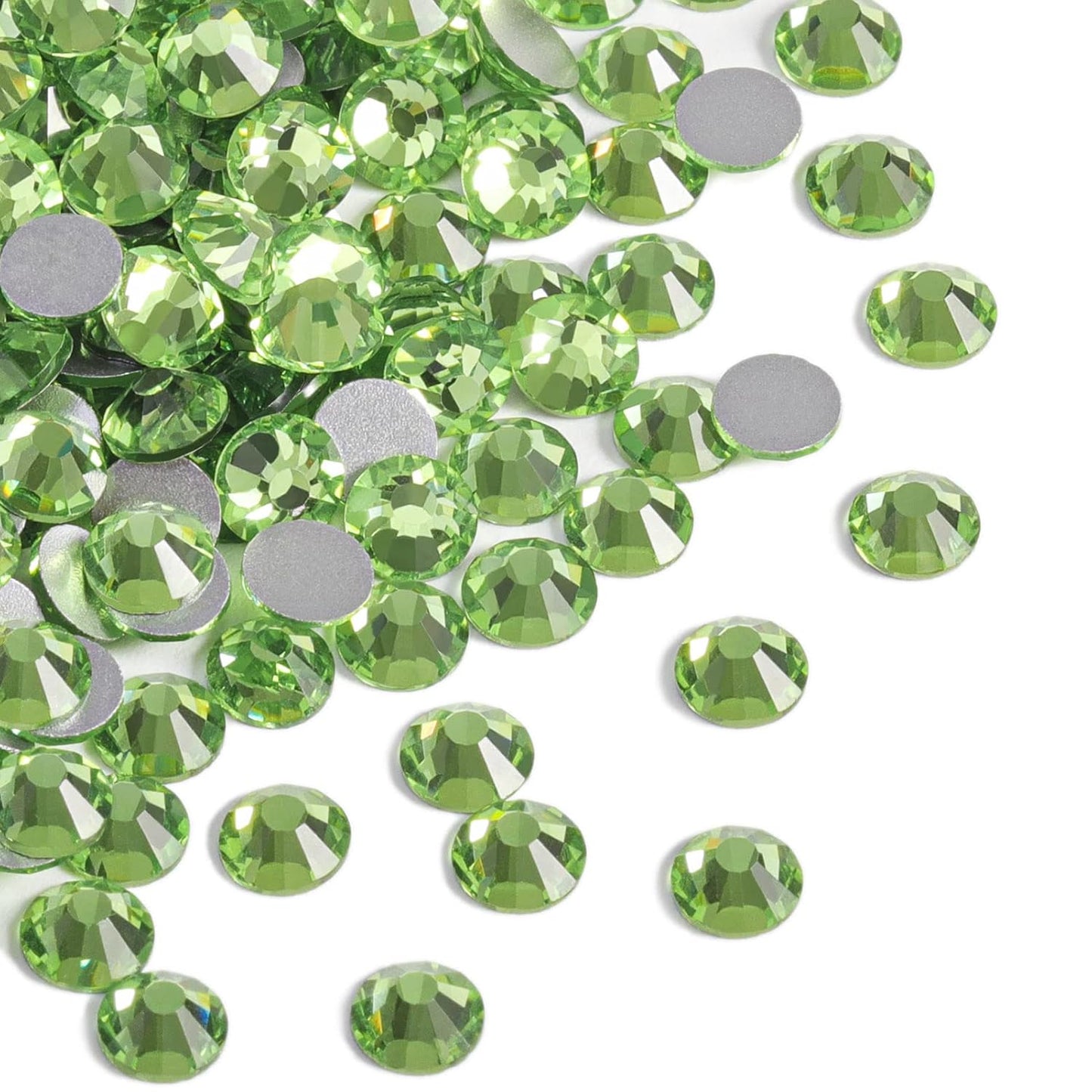 Beadsland 1440pcs Flat Back Crystal Rhinestones Round Gems for Nail Art and Craft Glue Fix,Light Green,SS20,4.6-4.8mm