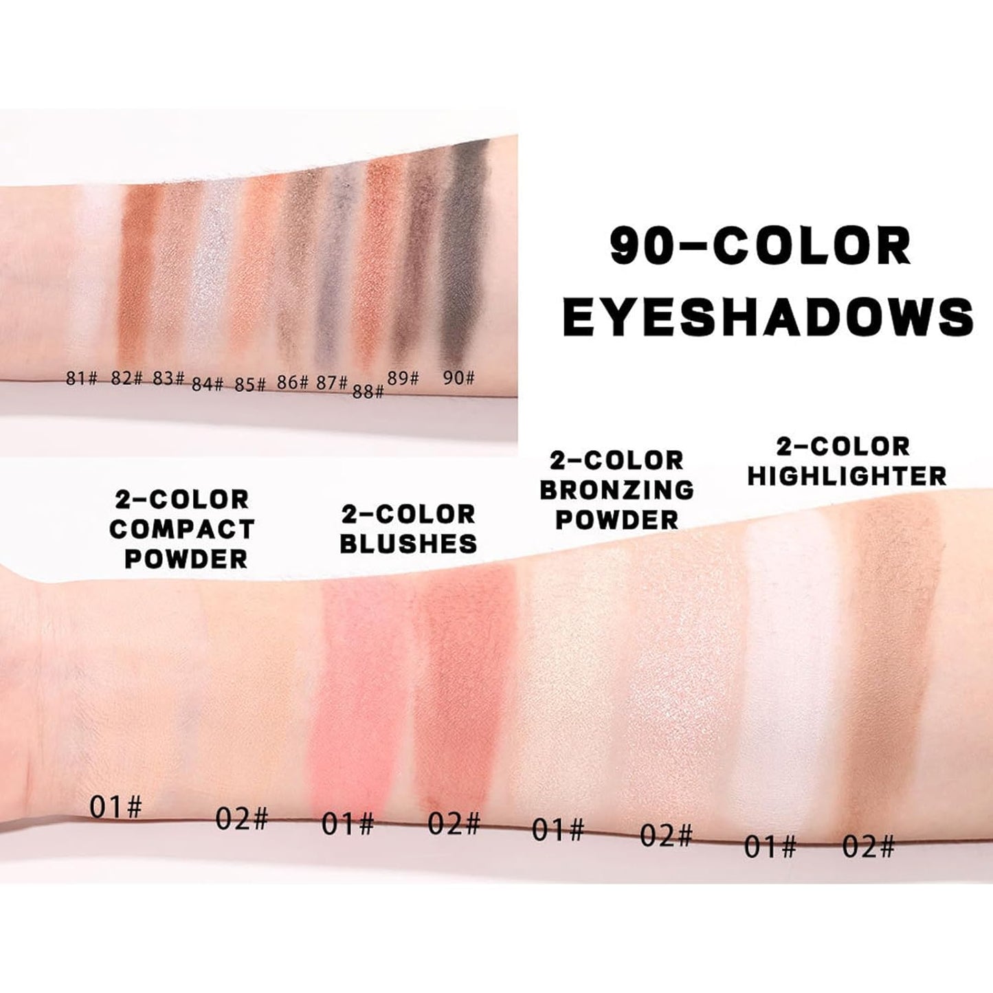 Makeup Sets, Multifunction Makeup Palettes with Mirror, 90 Color Eyeshadows/Compact Powder/Sequins/Bronzing Powder/Highlighter/Lip Color, Makeup kit for Women Full Kit - #A