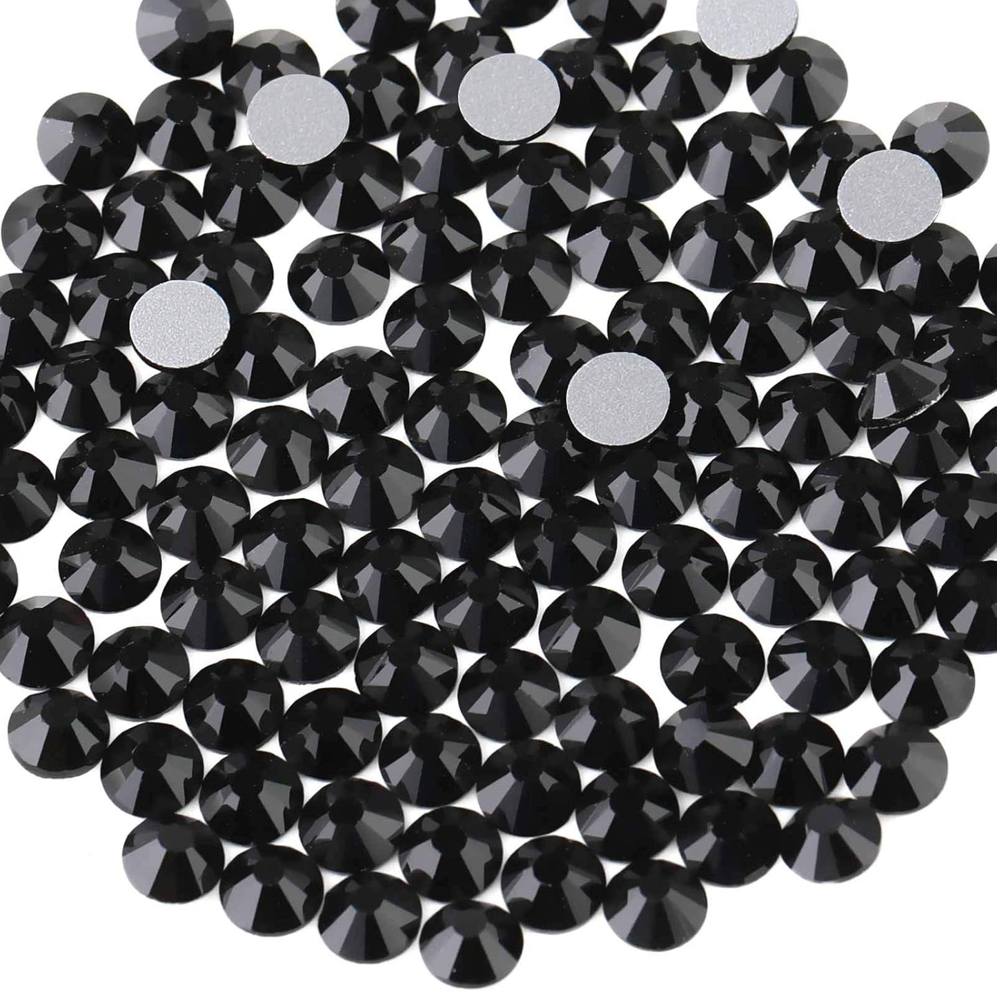 beadsland Flat Back Crystal Rhinestones Round Gems, Black (1.9-2.0mm) SS6/1440pcs
