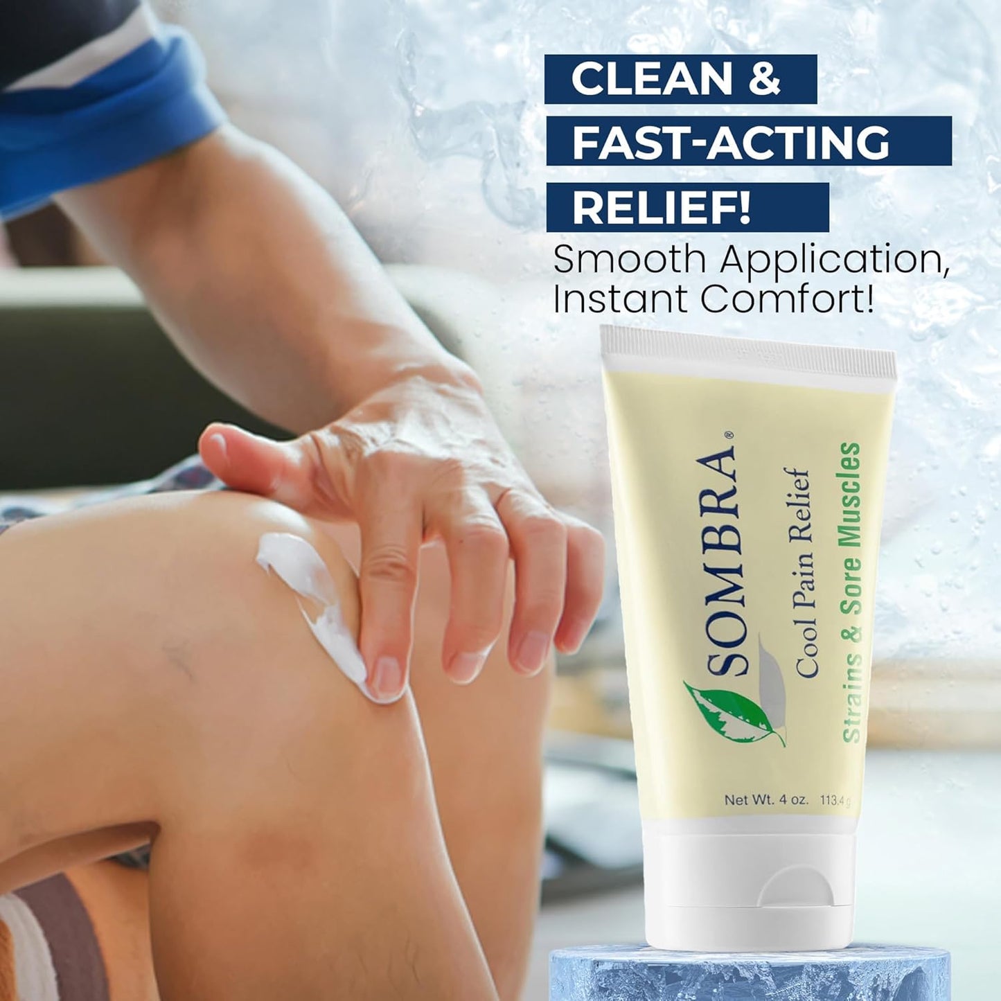 Sombra Cool Pain Relief Gel Cold Pain Relief for Swelling, Growing Pains, Soreness, Post-Workout, Vegan Formula Free of Artificial Fragrances, Dyes, NSAID, Wax, Petroleum, Alcohol - 3oz Flip-Top Tube