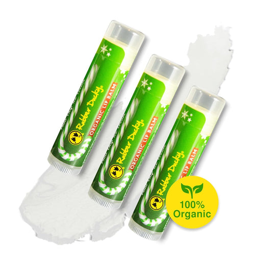 Rubber Ducky Carefree Natural Organic Lip Balm - Instant Hydration & Lip Moisturizer for Very Dry Lips - Vanilla Mint Lip Balm Flavor with Vitamin E - Vegan, Certified Organic Lip Care - 3 Pack