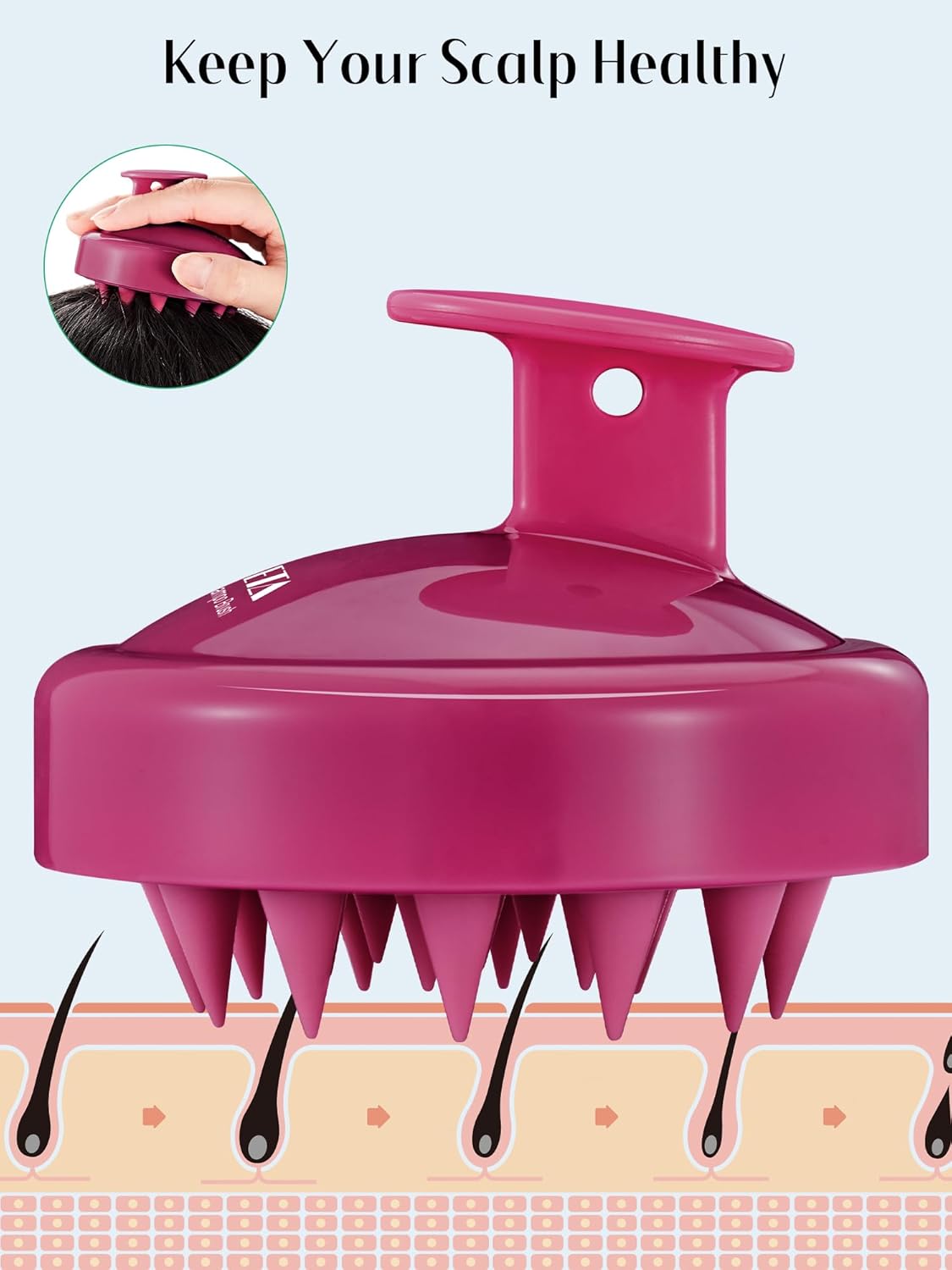 HEETA Scalp Massager Hair Growth 2-Pack, Soft Silicone Scalp Scrubber Shampoo Brush for Exfoliation Dandruff Removal Head Massage Stress Relax, Wet & Dry Use for Women Men Thick Thin Curly Hair Care